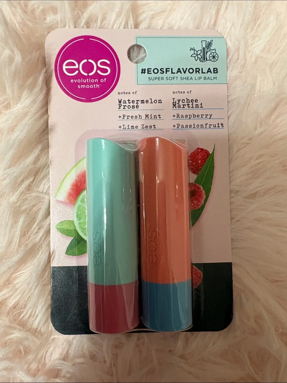 New eos Super Balm Lip Butters, Watermelon Frose & Lychee Martini